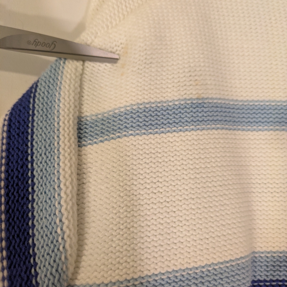 Pistola Adina Blue/White Waffle Knit Crew Neck Sweater - Picture 7 of 9
